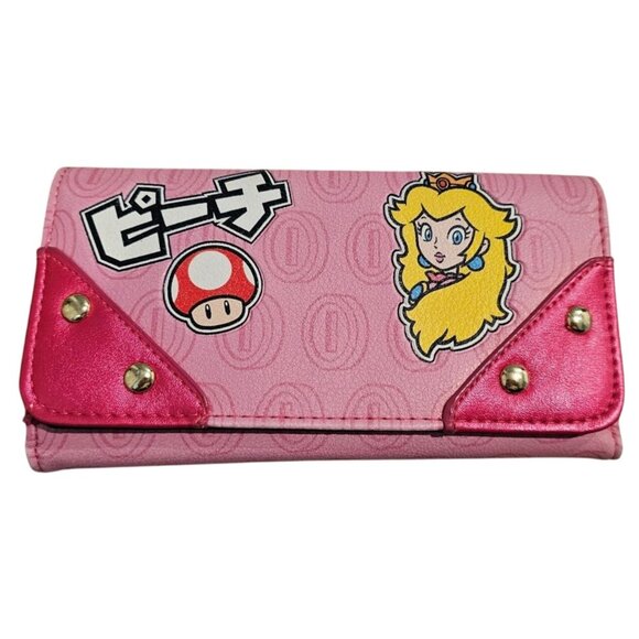 Nintendo Accessories - Nintendo Super Mario Pink Wallet Princess Peach Japanese Card Money Holder 2017